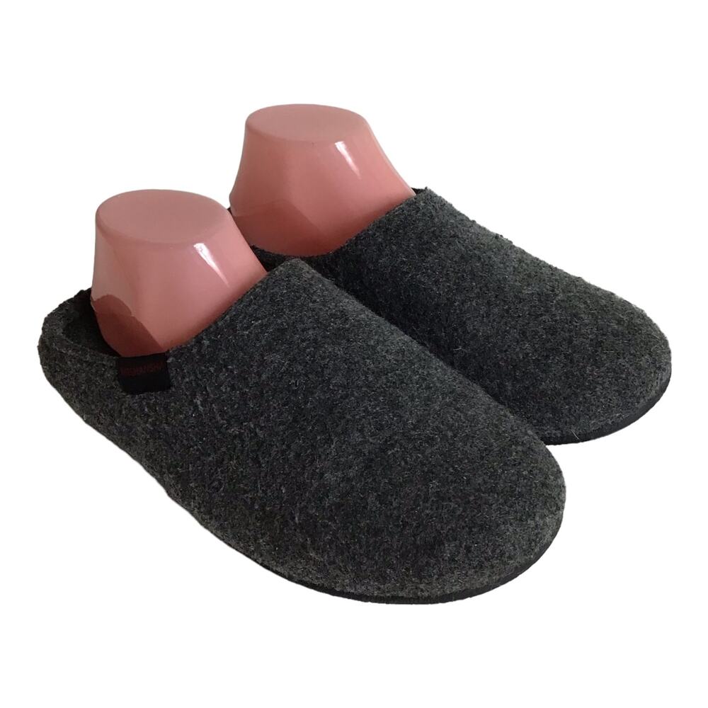 Mishansha M/F Gray Felt Slippers Sz 9.5W/8M EUC  Rubber Sole  Comfort Slippers